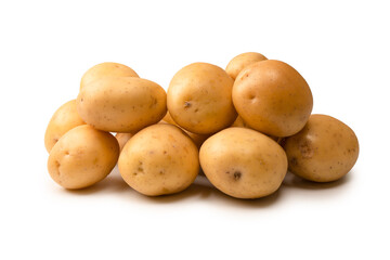 A group of fresh tasty potato isolated on white background.