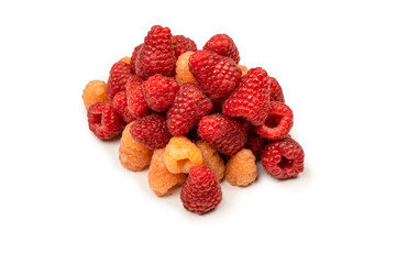 Tasty raspberries isolated on  white background.