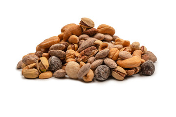 A group of almonds, pistachios, walnuts, macadamia, cashews.