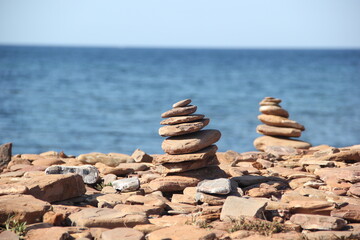 Stacked stones in Menorca beach