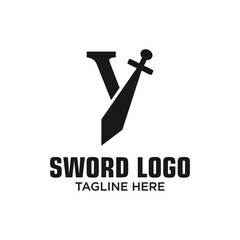Letter Y Sword Logo Design Template Inspiration, Vector Illustration.