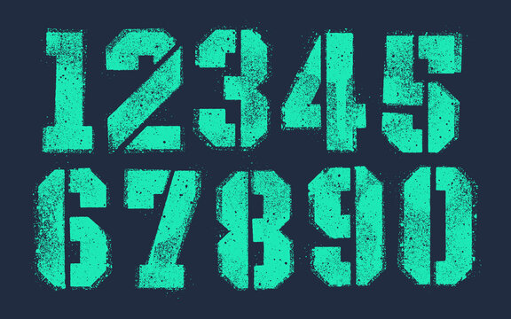 Stencil Numbers. Spray paint texture with mis-printed overspray.