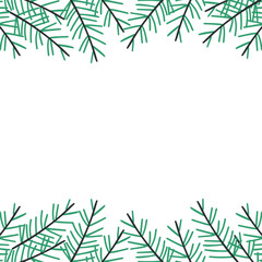 Winter wreath illustration with green fir branches