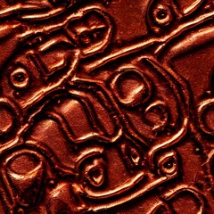 I am looking at a close-up of a rust texture. It is an abstract pattern of orange and brown with hints of black. The surface is bumpy and textured, and there are small cracks throughout the image.