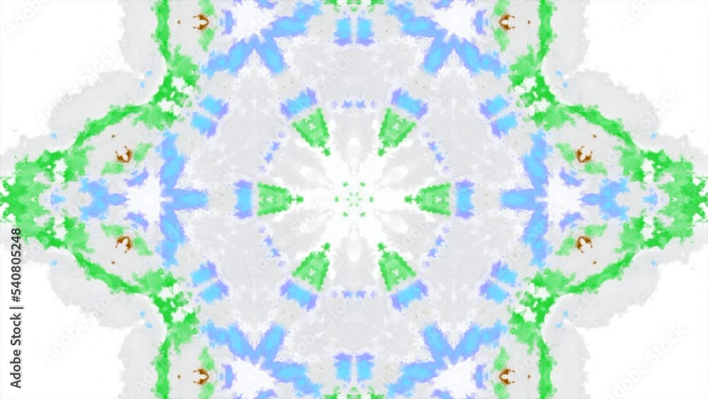 Poster colorful animation with floral kaleidoscopic pattern. motion. colorful floral patterns in psychedeli