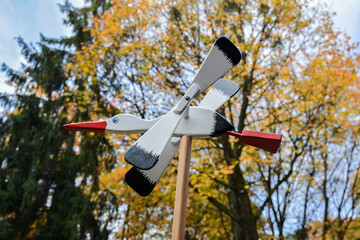 Three stork made of wood .