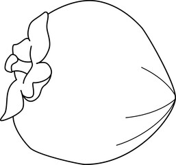 Persimmon, sweet tart autumn fruit with stalk - vector linear picture for coloring. Outline. Persimmon fruit - autumn delicacy, tree fruit
