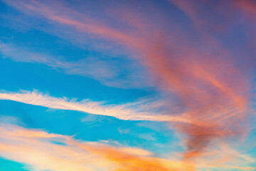 Amazing cloudscape on the sky at sunset.