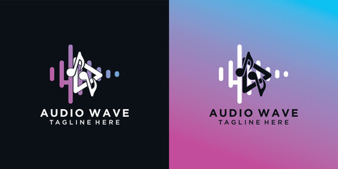 Audio wave with line art style and modern concept, modern, gradient, music Premium Vector