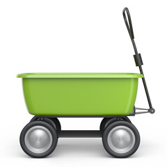 Garden wheelbarrow isolated on white background. Handcart with wheel.