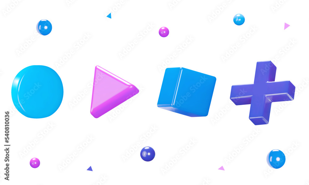 Fototapete abstract multimedia symbols 3d set. digital technology, computer games. isolated objects on a transp