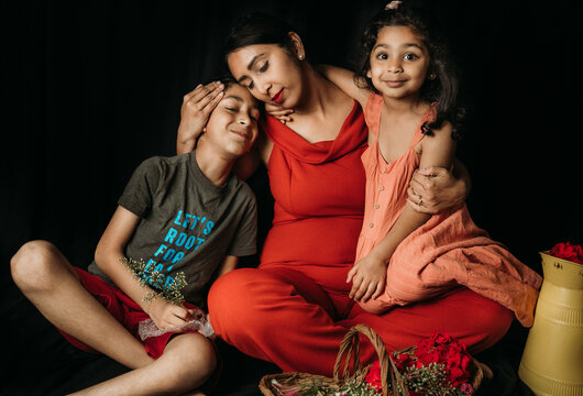 Mother and kids portrait