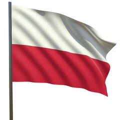 flag of Poland waving in the wind on a white background 3d-rendering