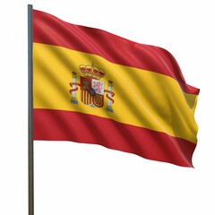 flag of Spain waving in the wind on a white background 3d-rendering