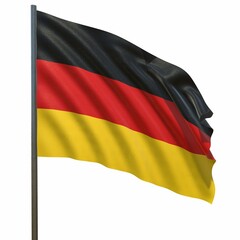 flag of Germany waving in the wind on a white background 3d-rendering
