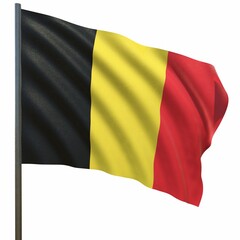 flag of Belgium waving in the wind on a white background 3d-rendering