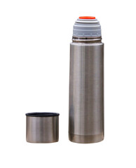 steel thermos flask isolated