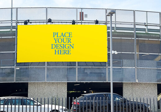 Billboard Template in the City Building Mockup