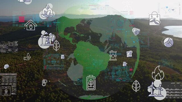 Environmental technology and innovation, for conserve the natural environment. Sustainable development green technologies futuristic planet earth. . High quality 4k footage