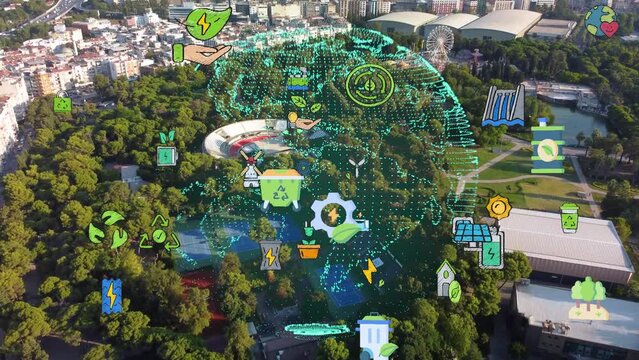 Environmental technology and innovation, for conserve the natural environment. Sustainable development green technologies futuristic planet earth. . High quality 4k footage