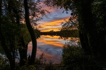 Sunset over Ely, Cambridgeshire, as seen from Roswell Pits, 17th October 2022