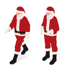 Santa Claus, with red dress and boots, isometric vector illustration.