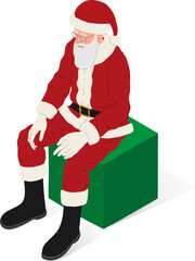 Santa Claus, with red dress and boots, isometric vector illustration. - 540813657