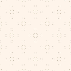 Subtle minimalist seamless pattern. Simple vector floral geometric texture. Abstract luxury minimal background with small flower shapes, tiny shapes. Light beige color ornament. Elegant repeat design