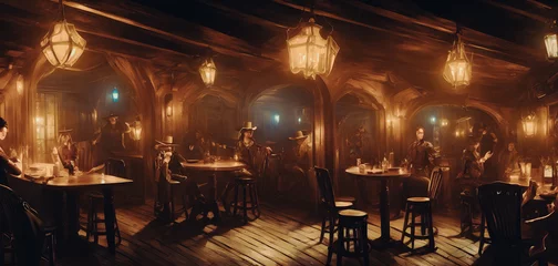 Fotobehang Artistic concept painting of a tavern at wild west times , background illustration. © 4K_Heaven
