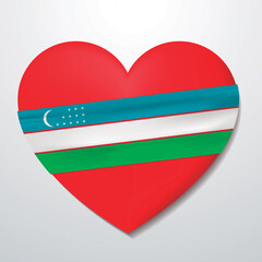 Heart with Uzbekistan flag