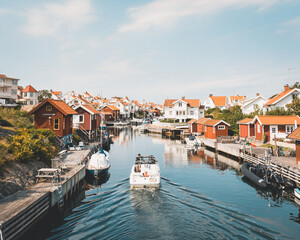 Boat in the harbour of Grundsund on the west coast of Sweden
