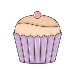 Isolated colored cupcake sketch icon Vector illustration