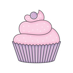 Isolated colored cupcake sketch icon Vector illustration