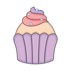 Isolated colored cupcake sketch icon Vector illustration
