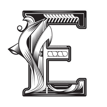 Capital letter, Letra ilustrada con estilo neo barroco, puede utilizarse para decorar dise&ntilde;os o para darle un toque elegante a alg&uacute;n texto