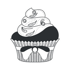 Isolated sweet cupcake sketch icon Vector illustration