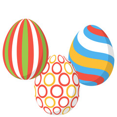 Easter flat eggs hang on a thread, colorful ornate eggs