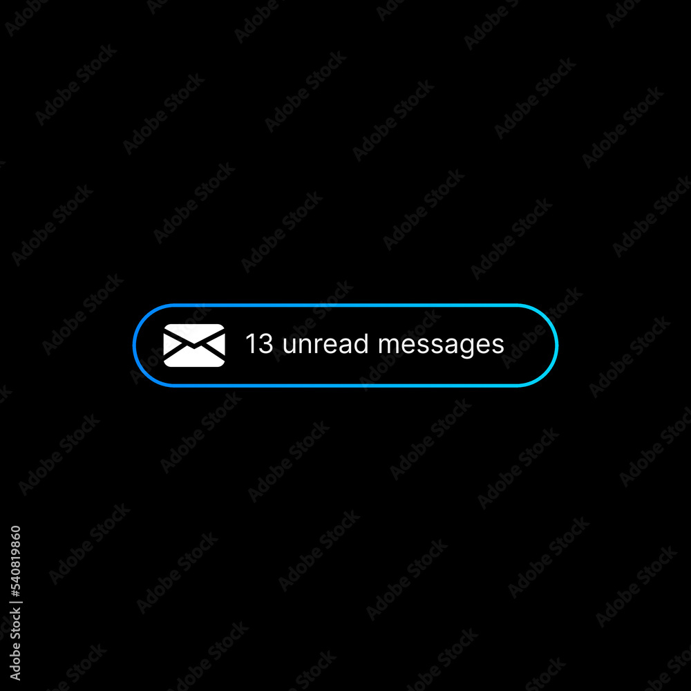 Poster unread messages notification banner illustration. social media ui concept on black background. edita