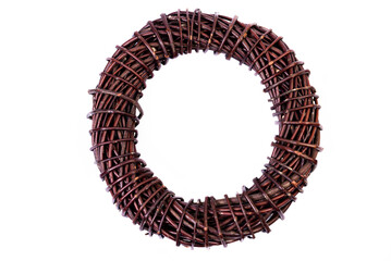 Obraz premium Wreath woven from the branches of the vine isolated , Place for text