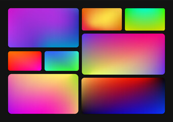 Fototapeta premium Set of Blurred Colored Abstract Background Illustrations. Social Media. Colorful Gradient Backdrop for your Graphic Design, Banner, Poster. Vector illustration