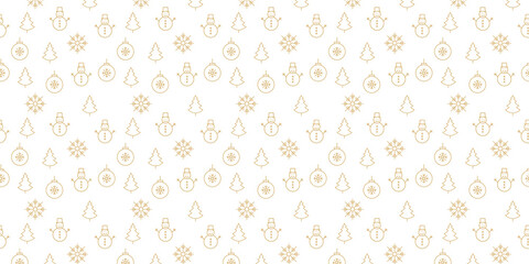Infinity pattern, pattern, Christmas, snowman, snowflake, Christmas tree, Christmas toy, gold color, on white background