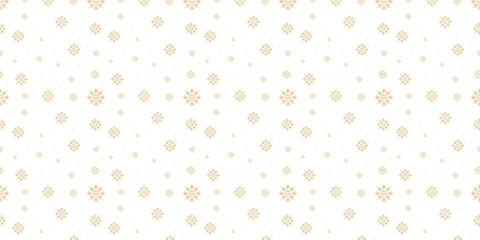 Snowflakes seamless pattern, gold snowflakes on white background