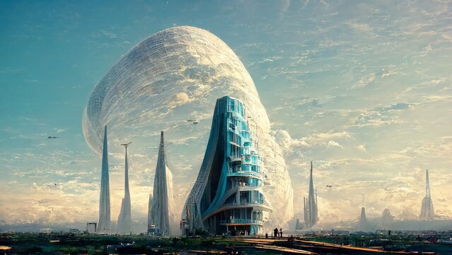 Futuristic Scifi Modern Architecture Design Render HD Wallpaper Background