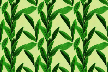 seamless green leaves nature pattern