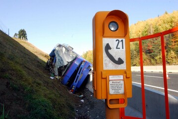 SOS telephone or emergency phone on a highway