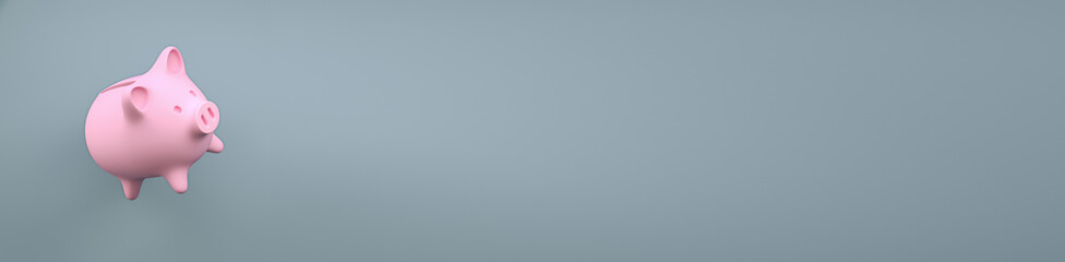 Color piggy bank as leader for the right direction of wealth, investment and development concept