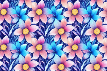 Fototapeta na wymiar seamless colorful floral pattern