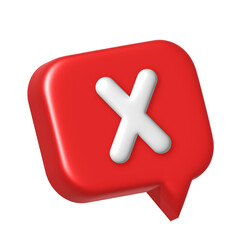 Obraz premium 3d check wrong icon isolated on white background. Negative check list button choice for false, correct, tick, problem, fail on application.