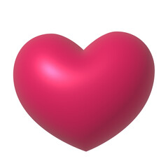 3d pink heart isolated on white background. Heart icon, like and love 3d render illustration