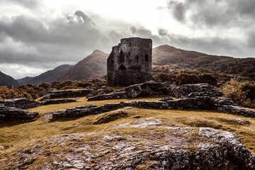 Dolbadarn castle in autumn sunlight, Wales